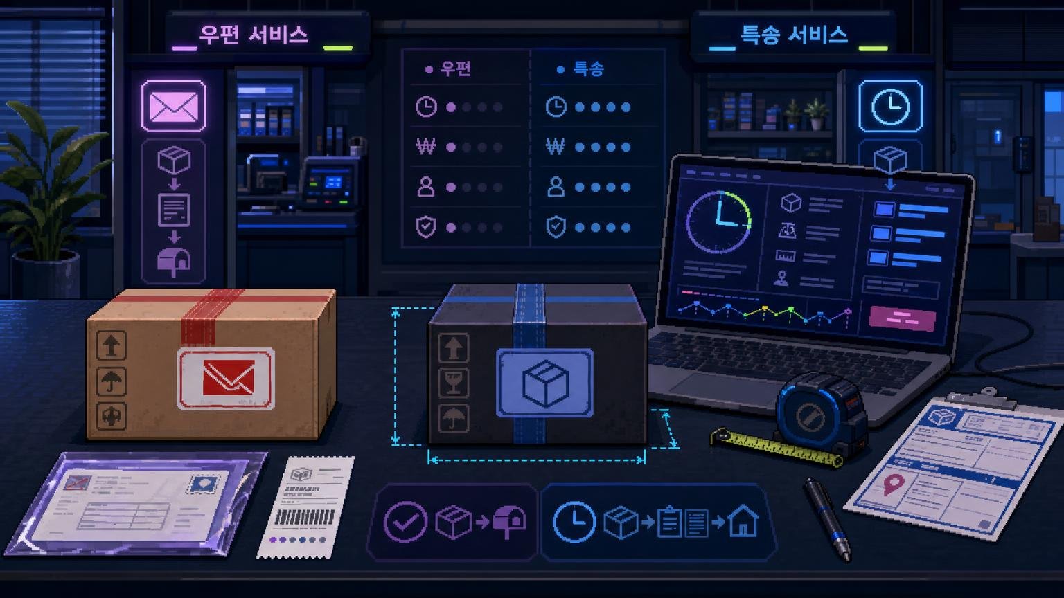Postal and private-courier parcels compared with customs paperwork and shipping measurements