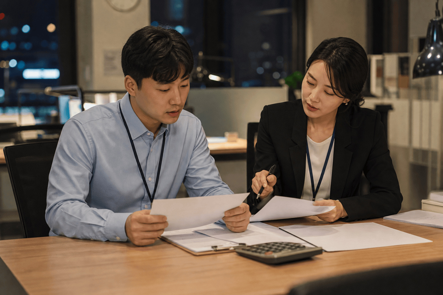 야간근로 시간과 수당을 확인하는 야간 근무자