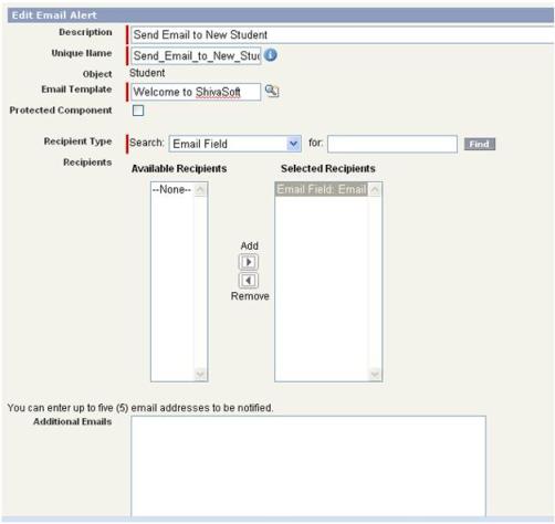 Salesforce add email alert in workflow action Salesforce add email alert in workflow action