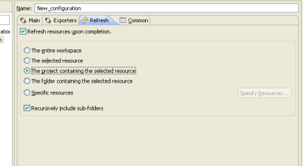 Hibernate Code Generation Wizard in Eclipse- Refresh Tab