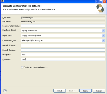 Hibernate Configuration File (cfg.xml) Wizard