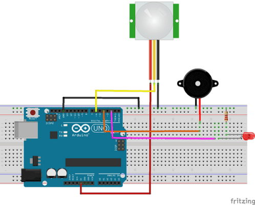 Arduino Motion Activated Intruder Alert, with Visual and Sound - JITIMU ...