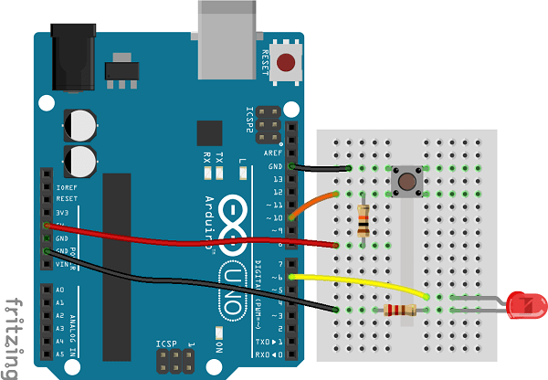 Control an LED with a Button, Project for Beginners in Arduino ...