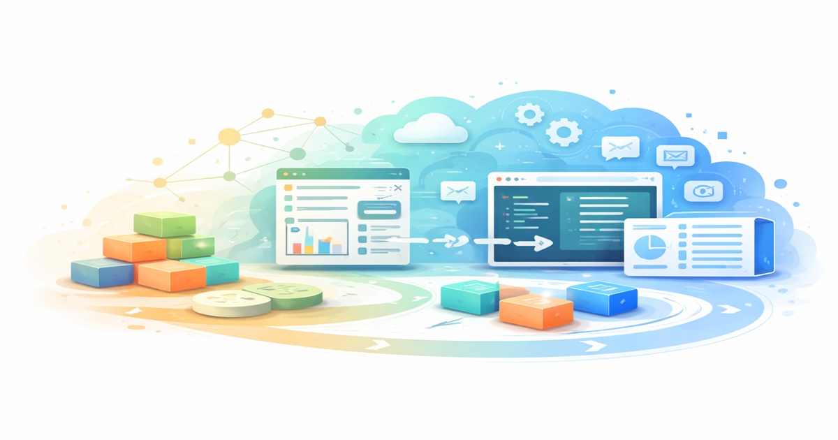 Low-code and no-code platforms concept illustration for beginner guide