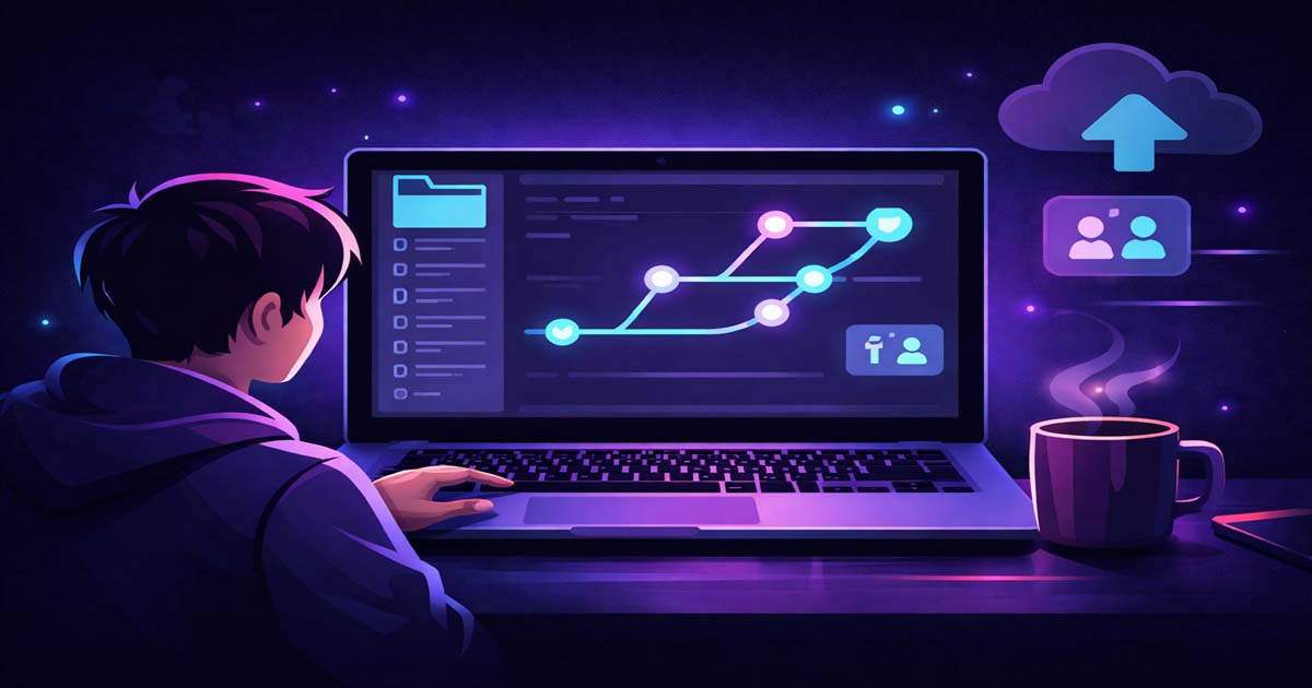 GitHub tutorial for beginners showing repositories, pull requests and collaboration workflow