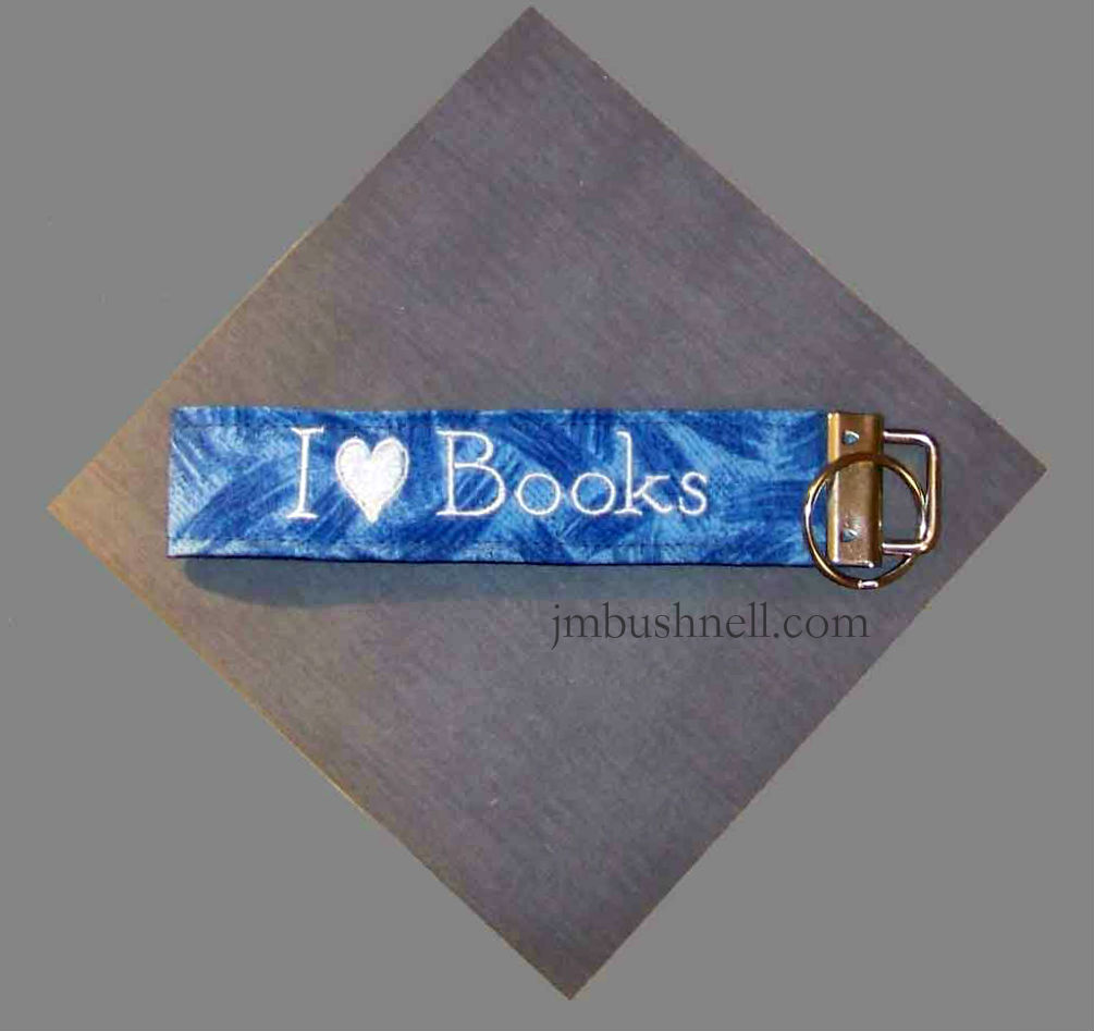 I Heart Books Personalized Embroidered Key Fob