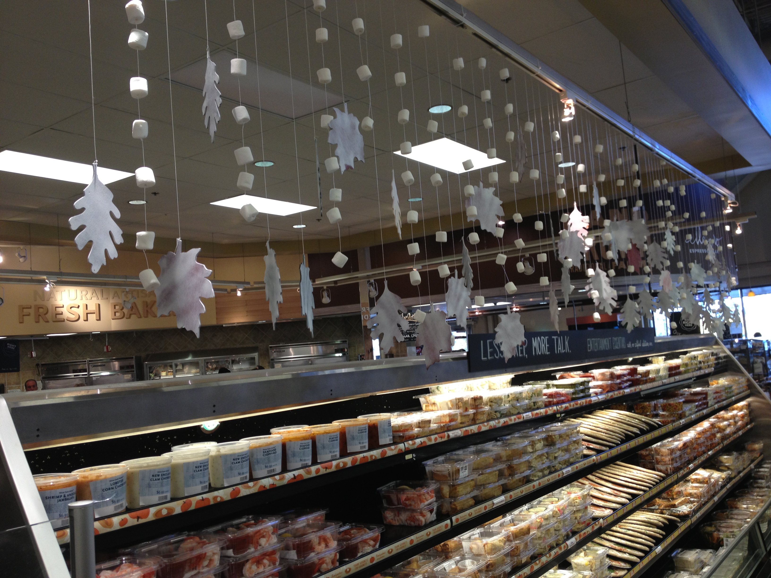 we put many many bags of marshmallows on strings to hang through out our store