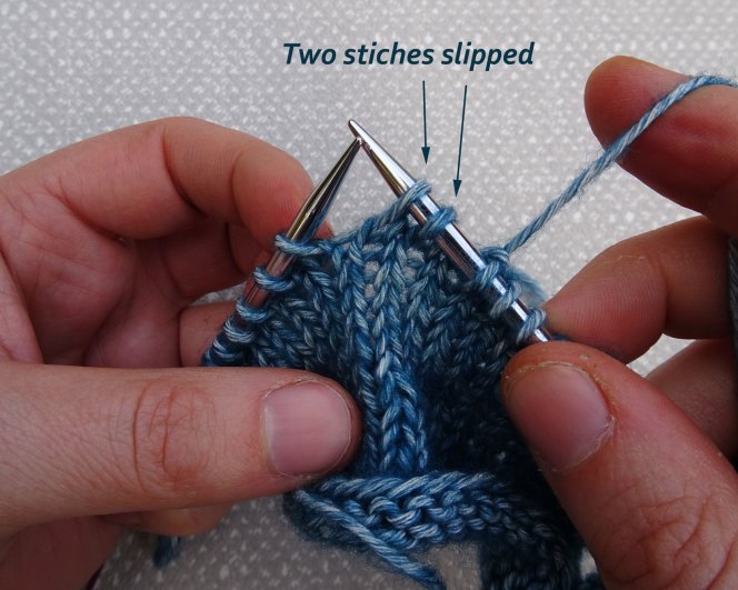 How to decrease knitting stitches - SSK-step2