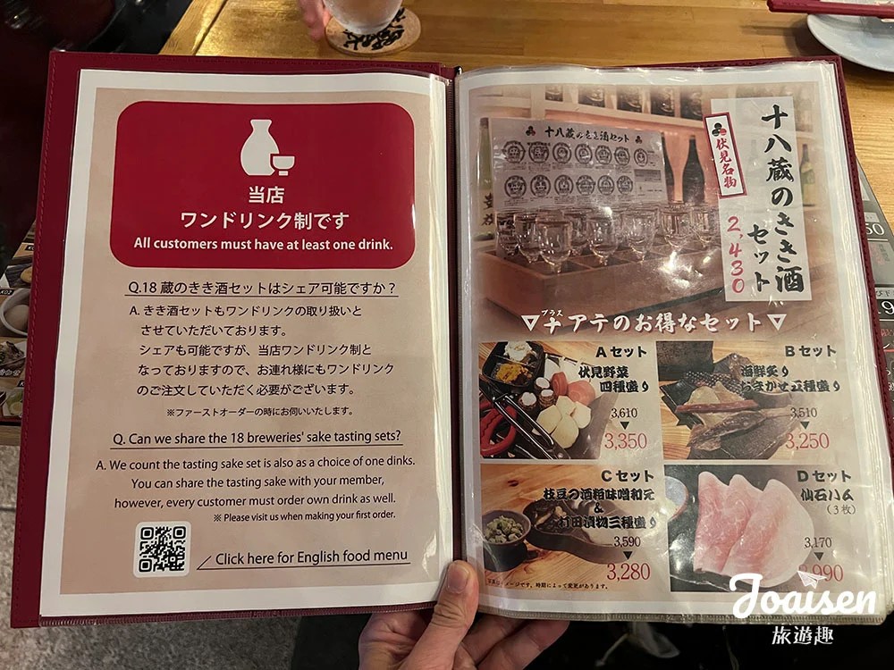 ▲ 「伏水酒藏小路」酒單