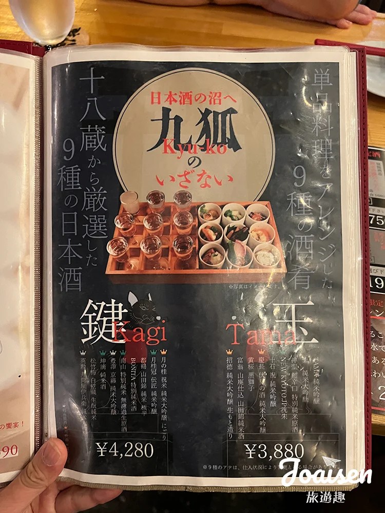 ▲ 「伏水酒藏小路」酒單