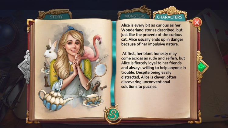A storybook with a description of Alice