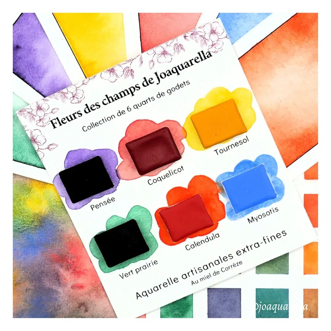 Collection d'aquarelles artisanales Joaquarella - Fleurs des champs