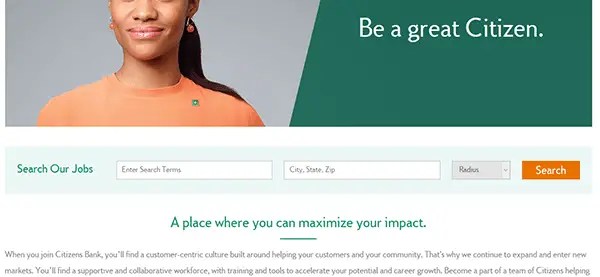 Citizens bank job application