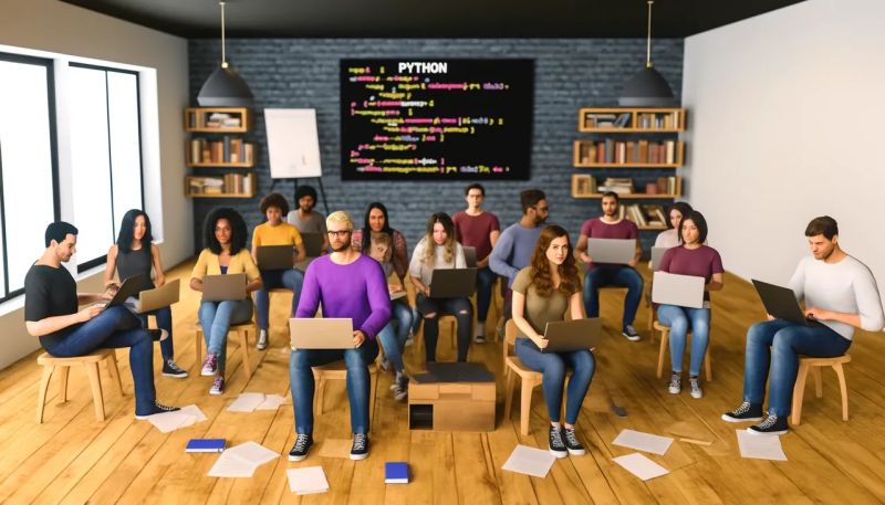 Belajar Python Dari Nol Bytecourse Kursus Online Programming Dan It - 4K Minimal Illustrations for Desktop