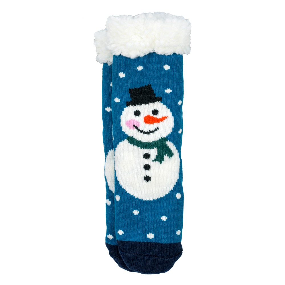 Wholesale Shop for Socks acrylic cosy jolly snowman teal blue