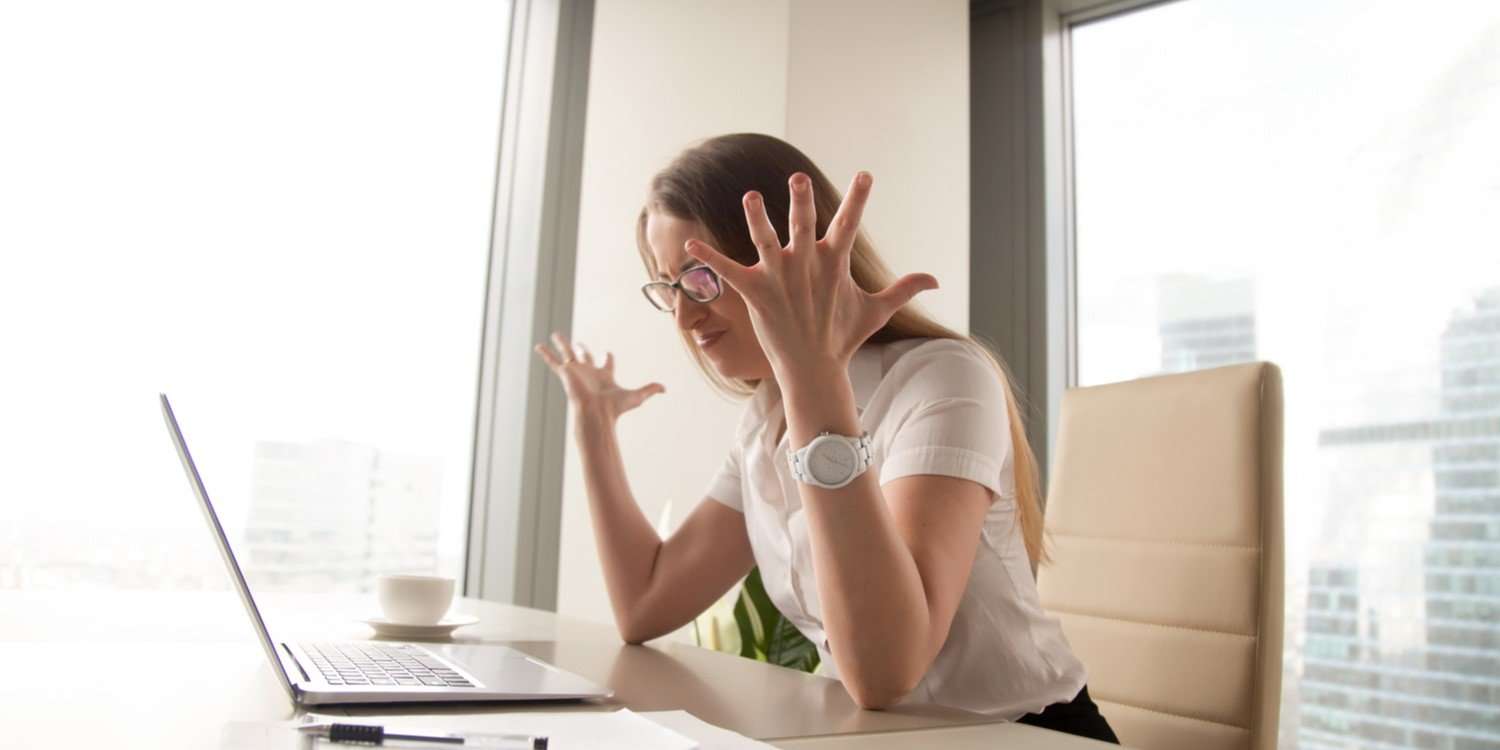 frustrated person with palms raised