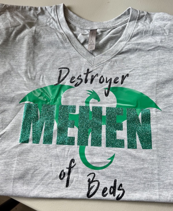 Gray Mehen Destroyer of Beds t-shirt green dragon