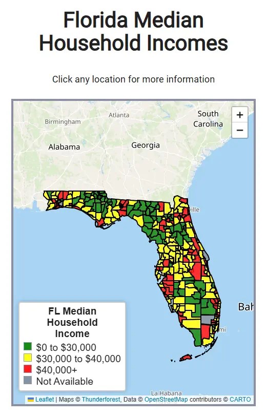 Map Of Florida Average Income By Location FL Median