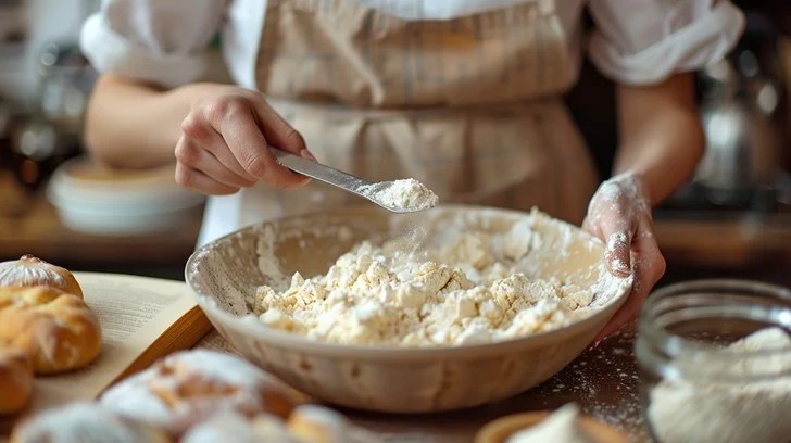 person using bread mixes to make bread dough