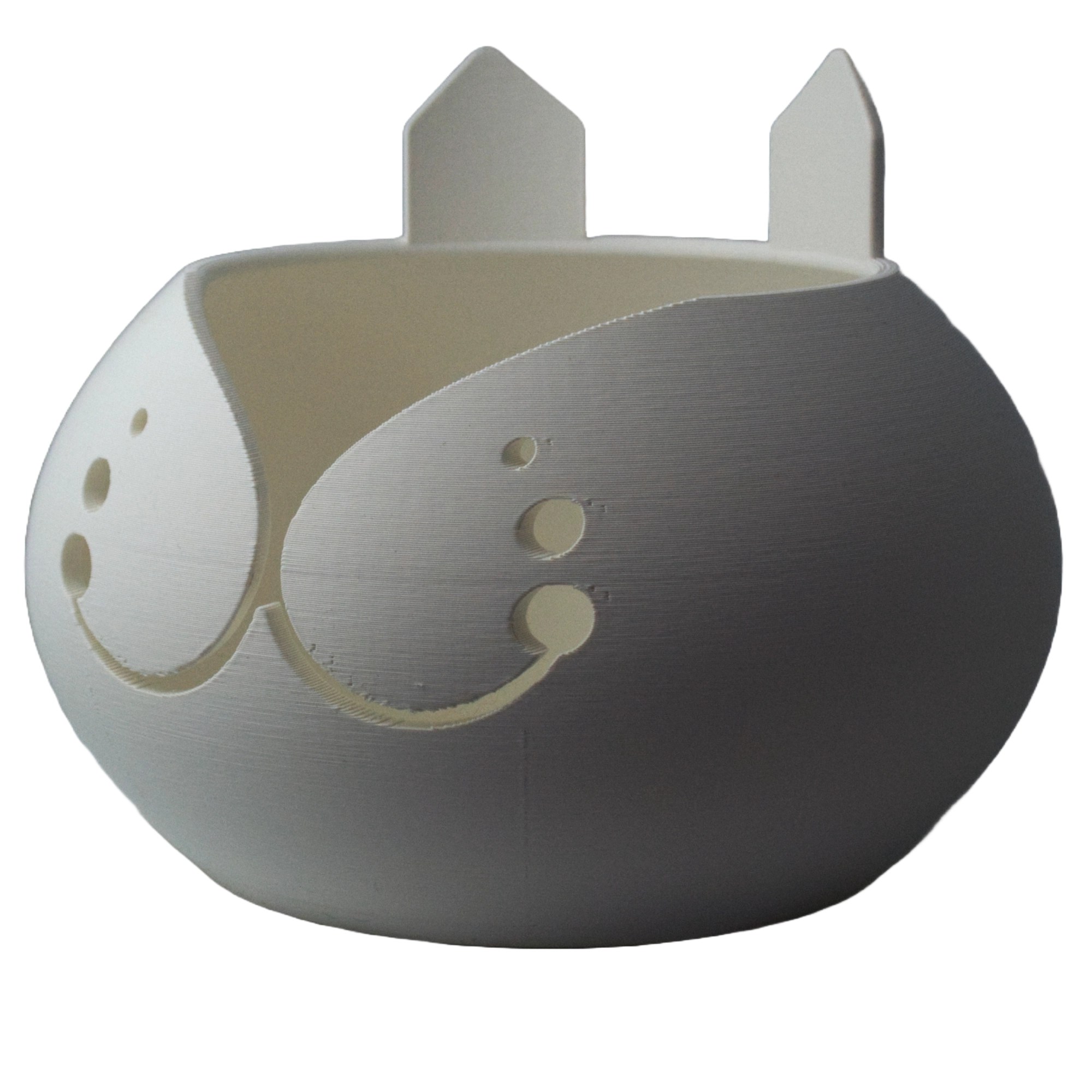 3D printed cat bowl with two yarn guides