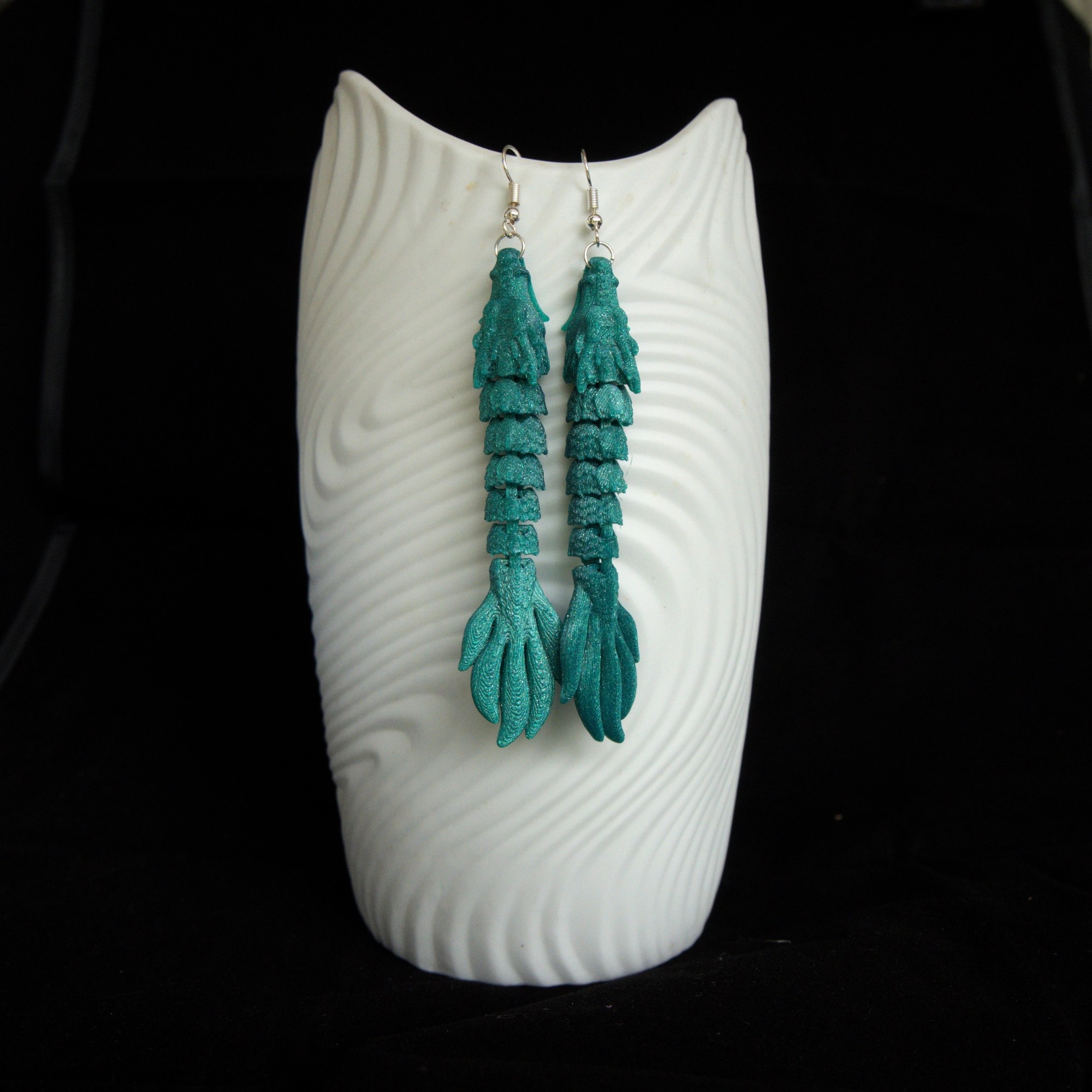 jadenvihreä glitter lohikäärmekorvakorupari