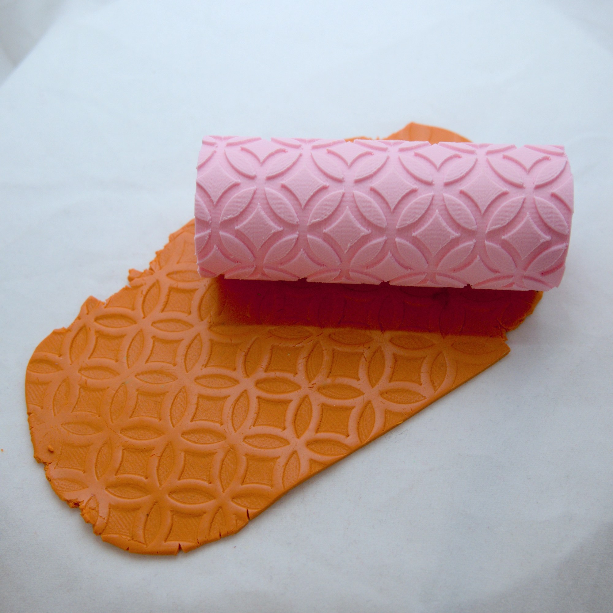 Double wedding ring texture rolling pin (negative)