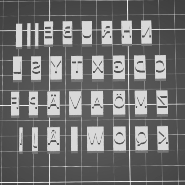 Litteä kirjainleimasin Sans serif (isot kirjaimet)