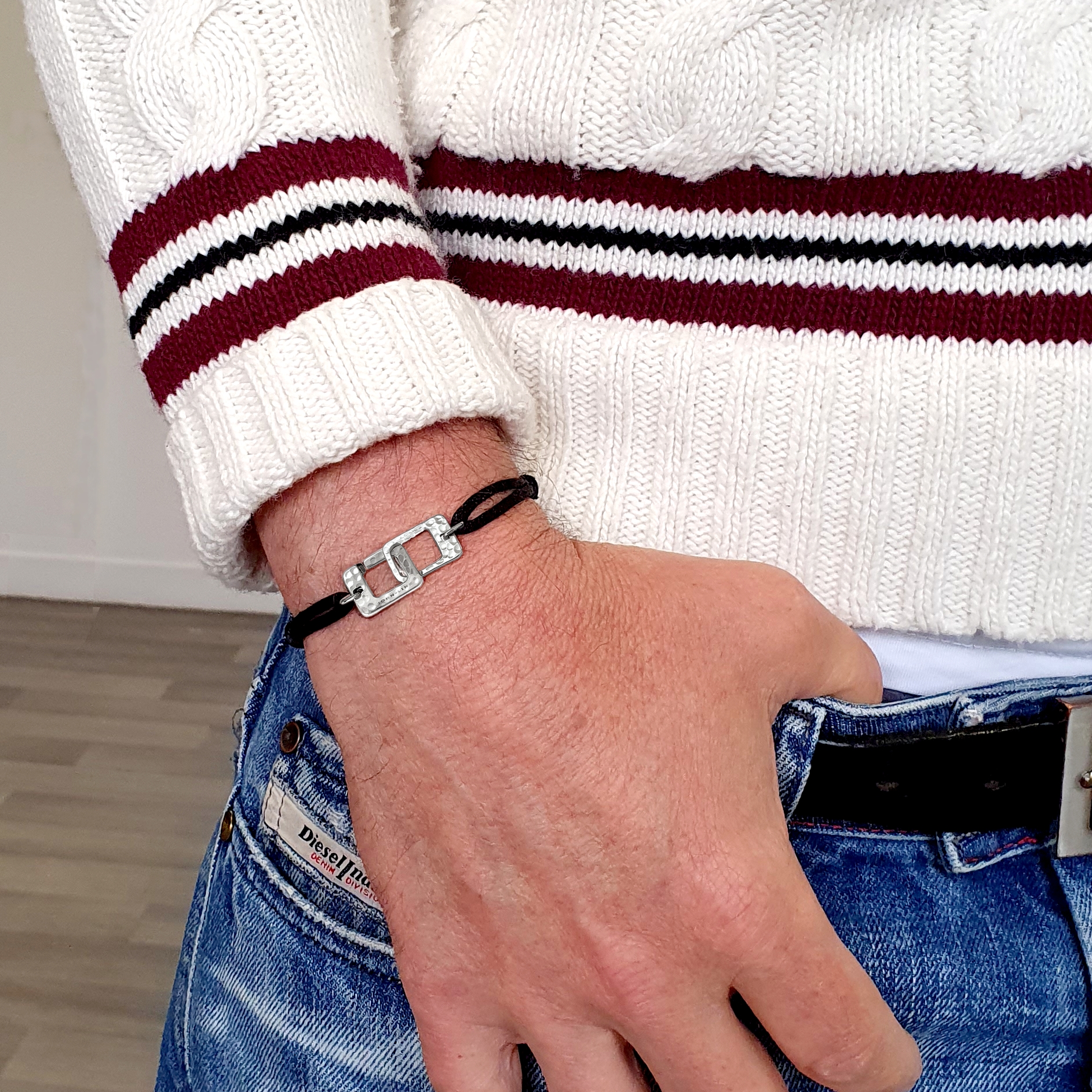 Bracelet Tie-Me-Up martelé