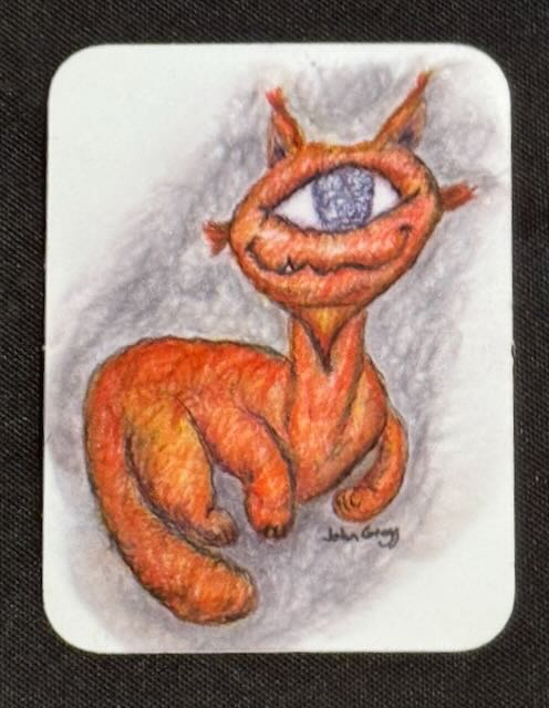 "Orange Cycat" is a new colored pencil drawing. This drawing is part of my 'Cycat Series'. This Cycat is a quirky, fun loving, cat like monster. CYC014Sticker #johngreggstudios #johngregg #coloredpencil #artist #cycat #drawing #art #sticker
