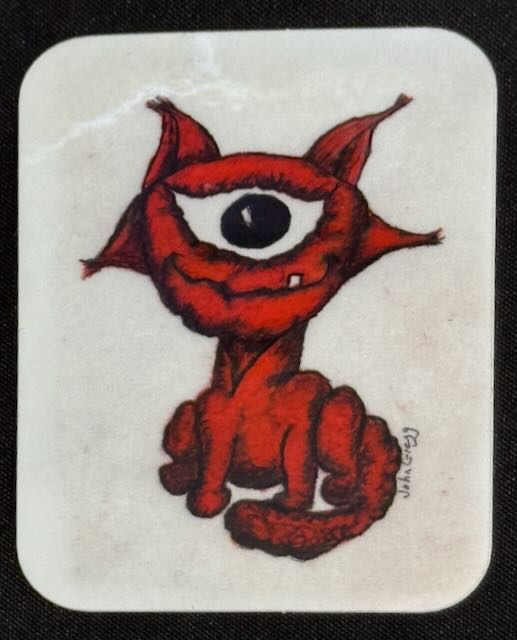 Red Cycat is a new colored pencil drawing is part of my 'Cycat Colored Pencil Drawing Series'. Red Cycat is a  cat like monster, with a quirky, fun loving expression. CYC029Sticker #johngreggstudios #coloredpencil #art #cycat #drawing #coloredpencil #sticker