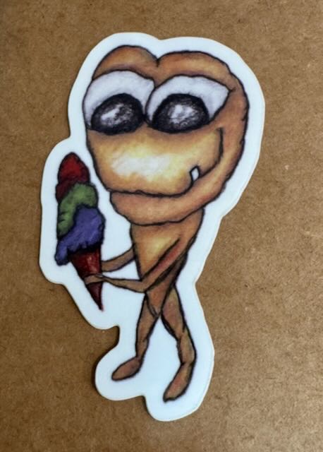 Yellow Coffee Bean with Ice Cream Cone The Coffee Bean's quirky expression of having the ice cream melt. This is part of my 'Thinking of You' Series CYC037Sticker #johngreggstudios #coffeebean #sticker