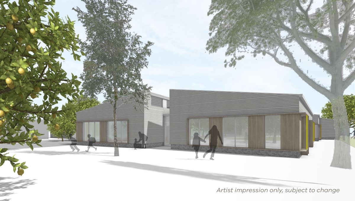 New Senior Learning Community building under construction at Burwood East Primary School in the Glen Waverley District