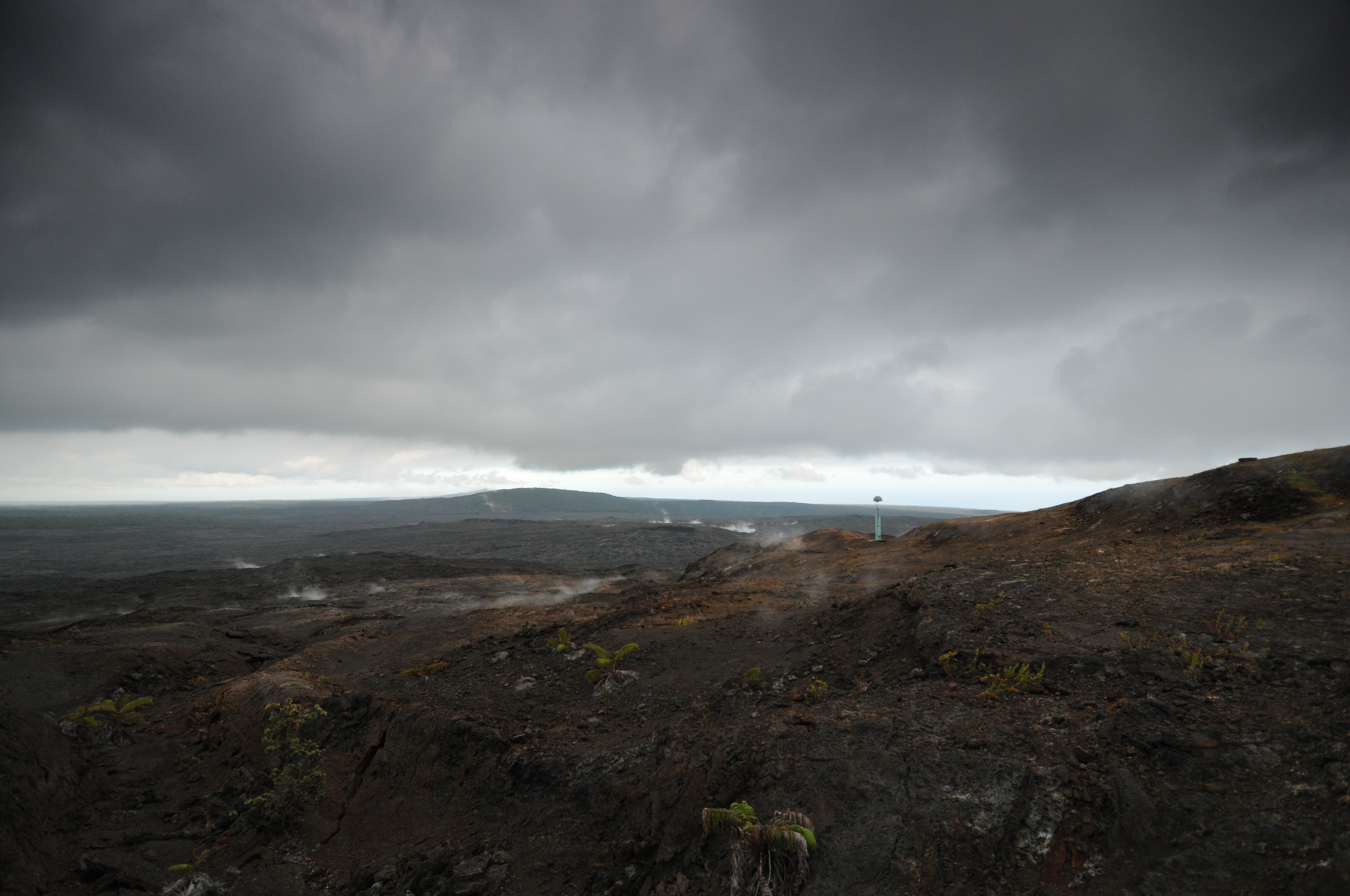 steam along the fissure in the distance