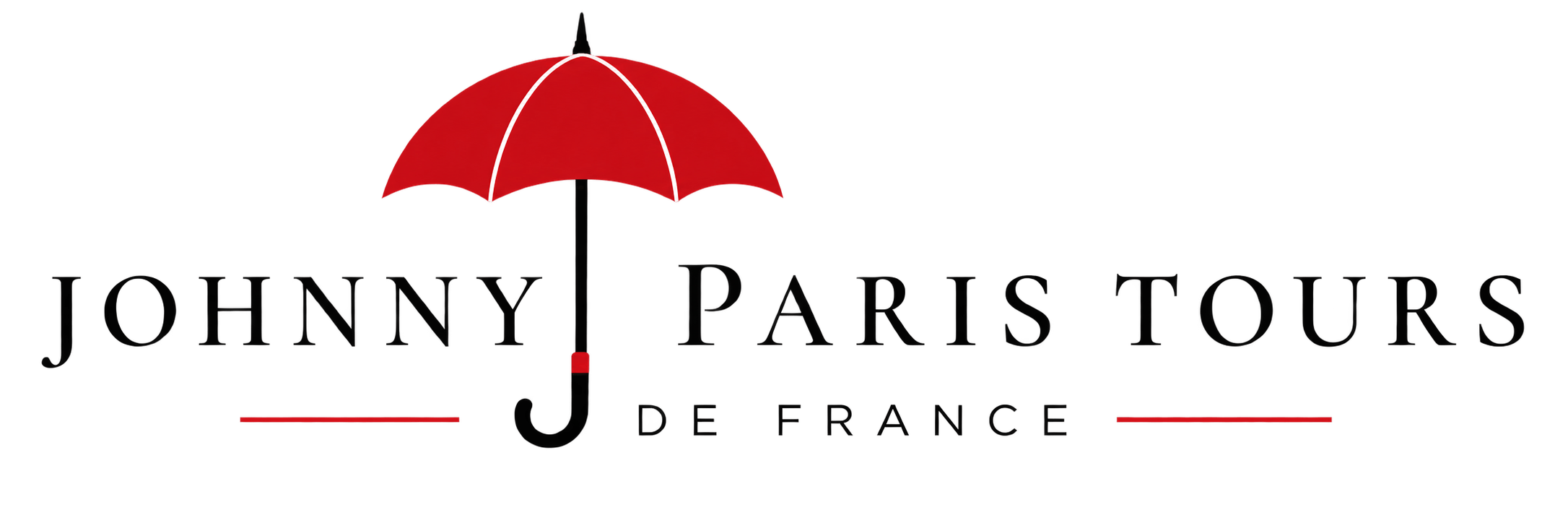 Johnny Paris Tours de France Logo with name and red umbrella