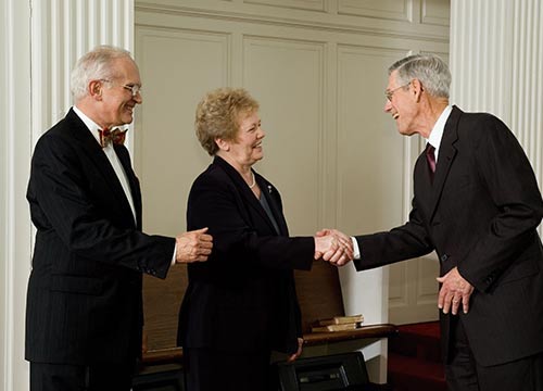 Dr. David Eubanks welcomes Dr. Gary Weedman as the new president of Johnson University