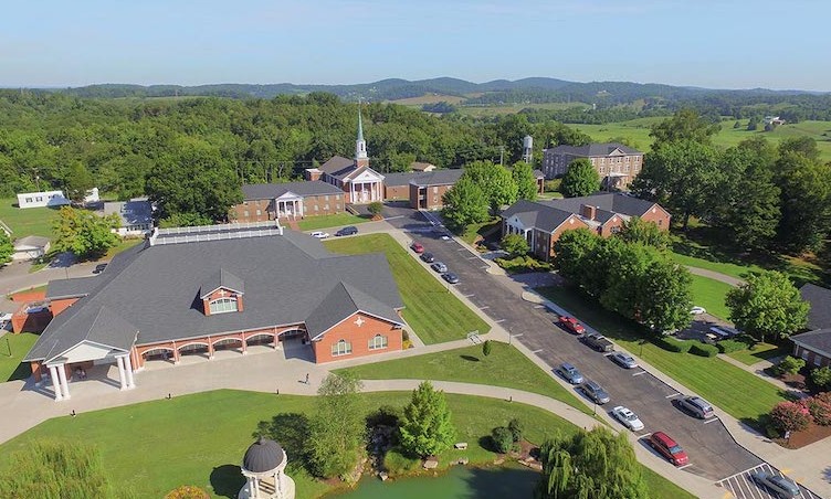 An aerial view of Johnson University Tennessee