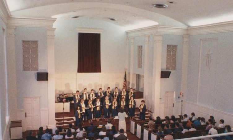 The choir sings in chapel at Johnson University