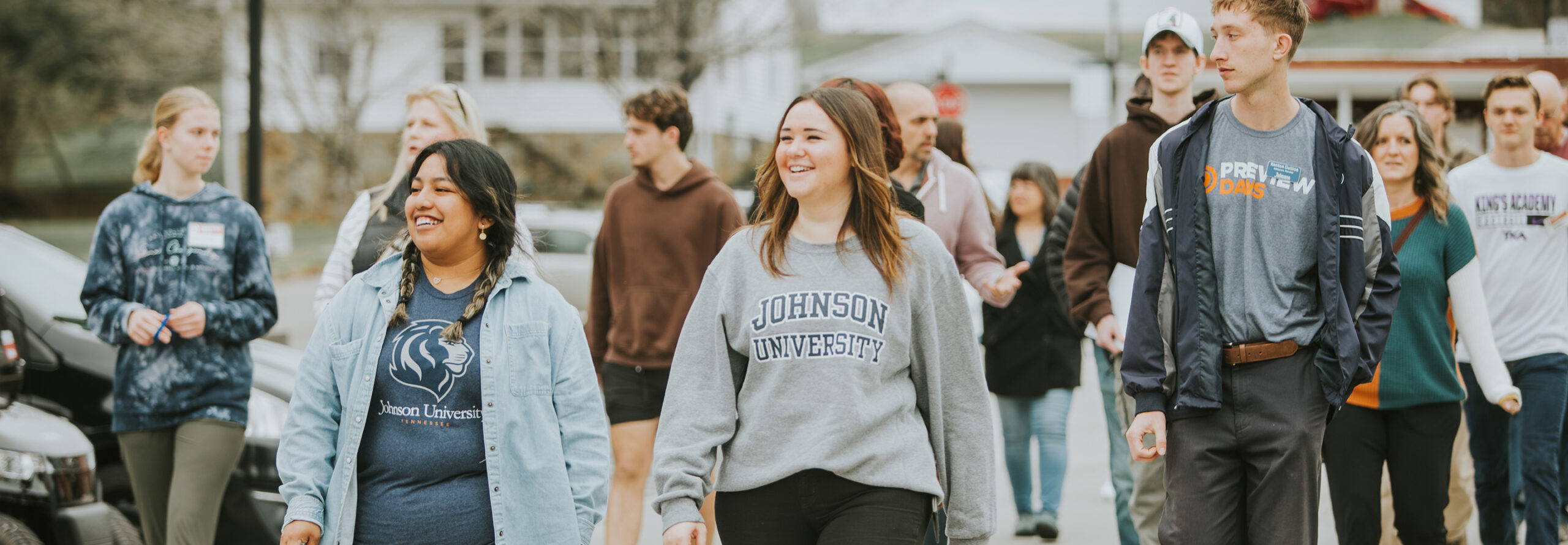 Students visiting Johnson University during Preview Days event