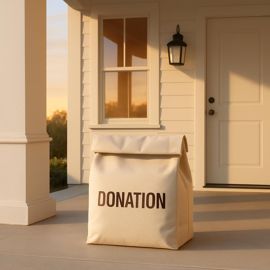 The donor in the image might be dropping off a donation.