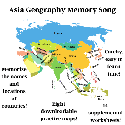 Asia Geography Memory Song Maps Worksheets Jojosclassroom
