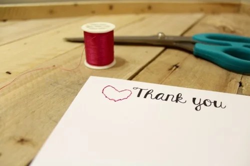52 Weeks of Mail: Week 39 | Threaded Heart Thank You Note Card