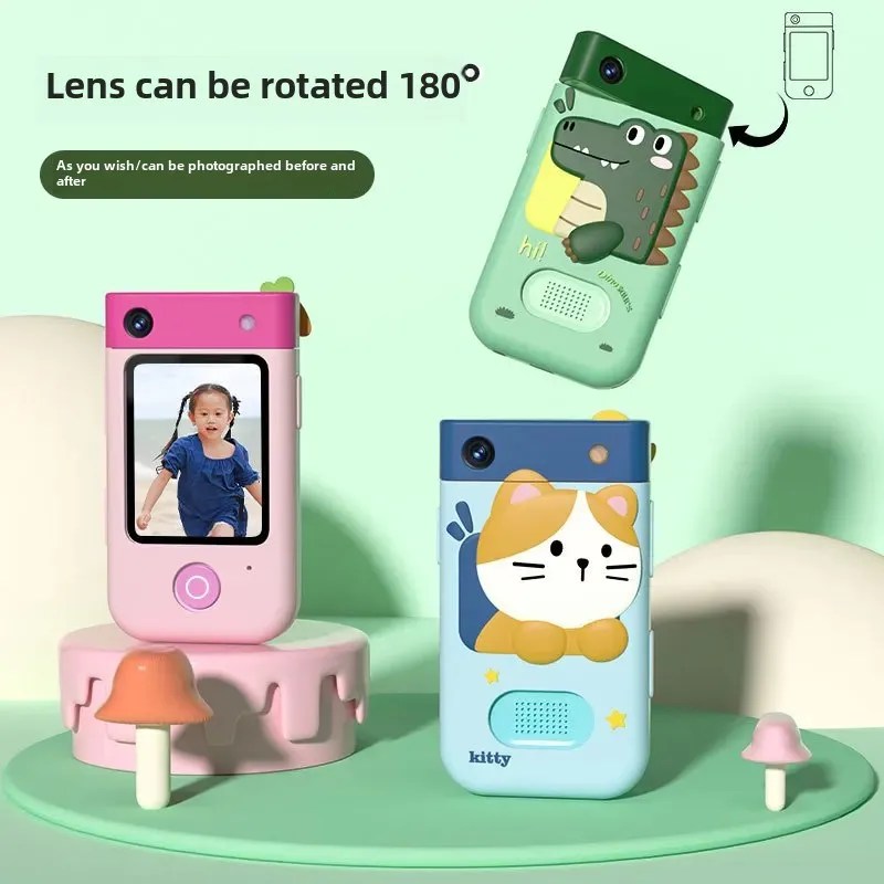Kids Smartphone Learning Toy 4800W HD Pixel Dual Camera Touch Screen180 Flip Front &amp Rear Shooting Puzzle Toy Birthday Gifts