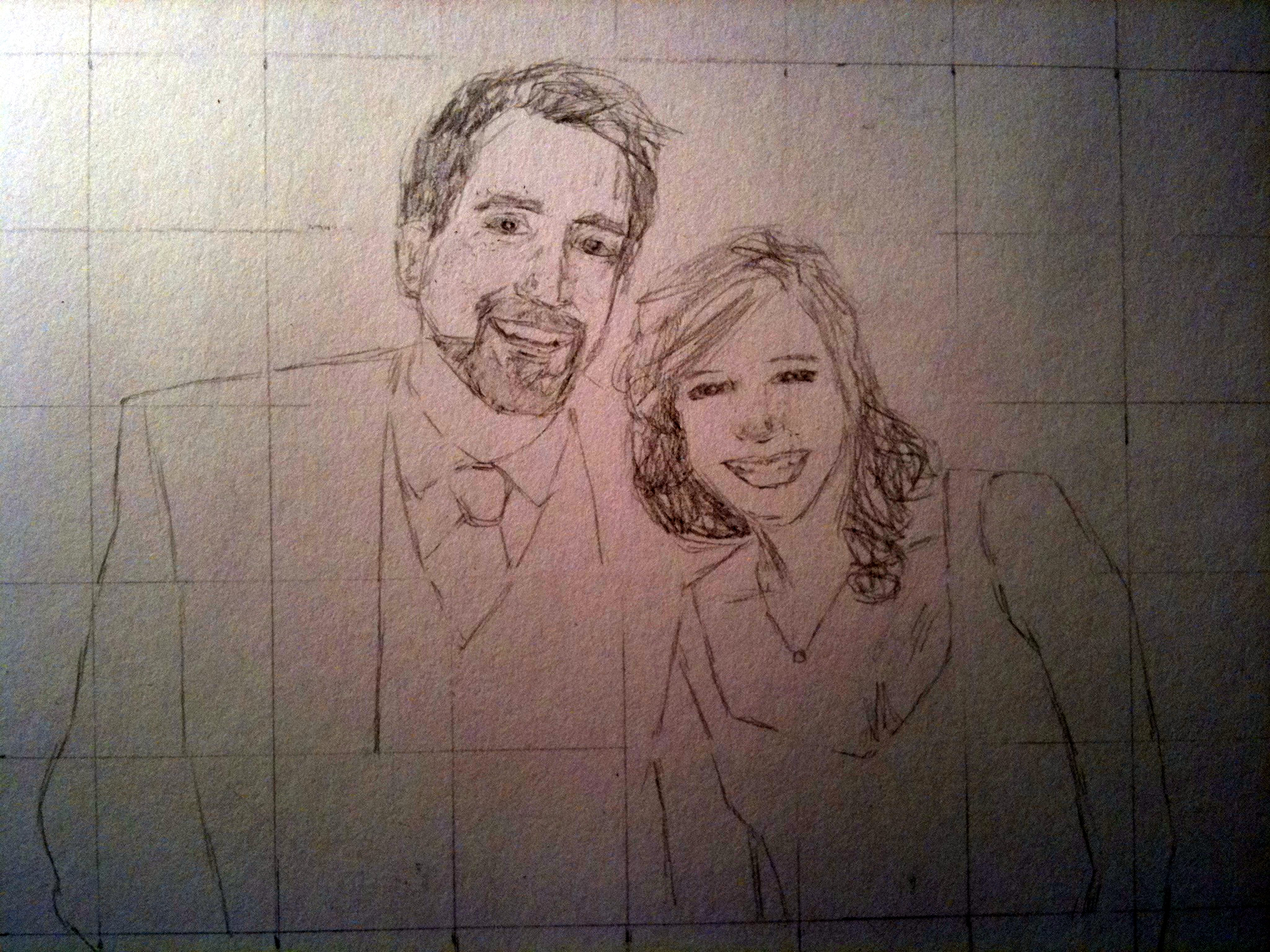 Step 2:  I start to fill in the details.  I almost always start with faces, since I think it's the most interesting part of a drawing.