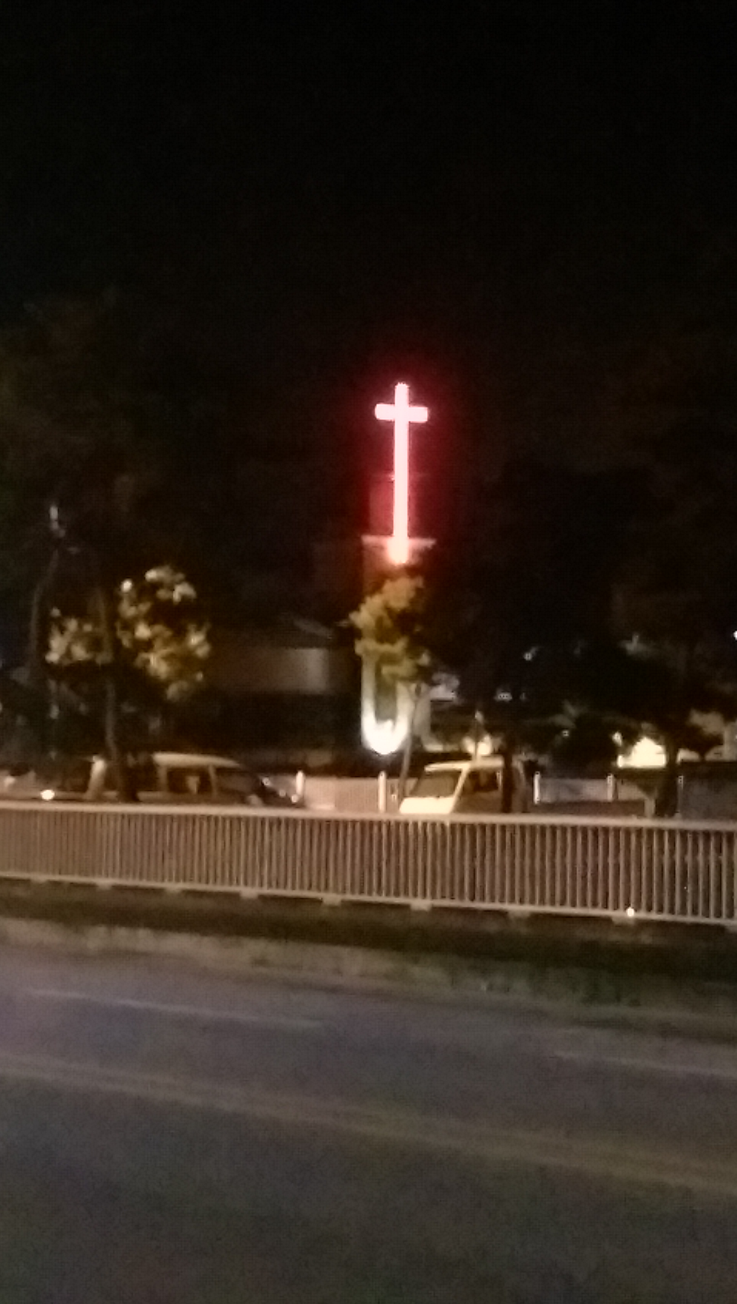 On our walk into Goesan, we saw this church Leanndra says she attended during orientation. It had a neon red cross.