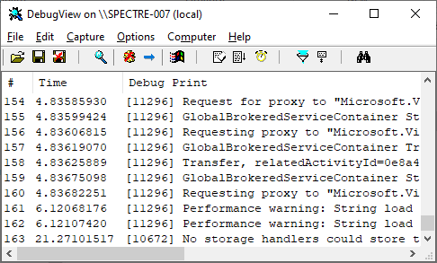 DebugView sample output