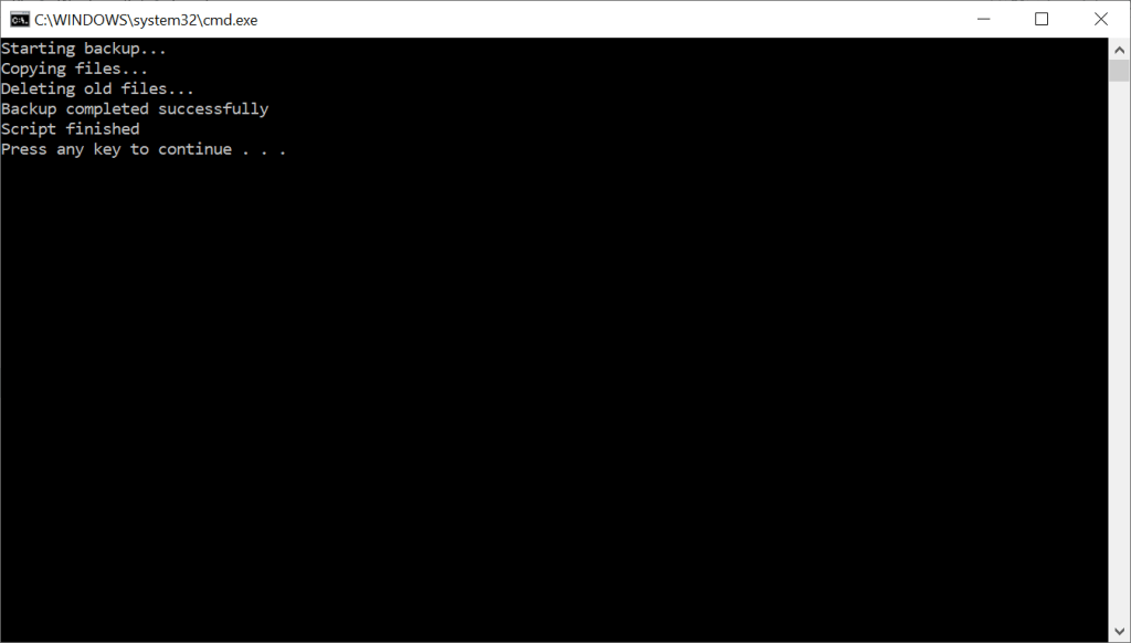 Command window output