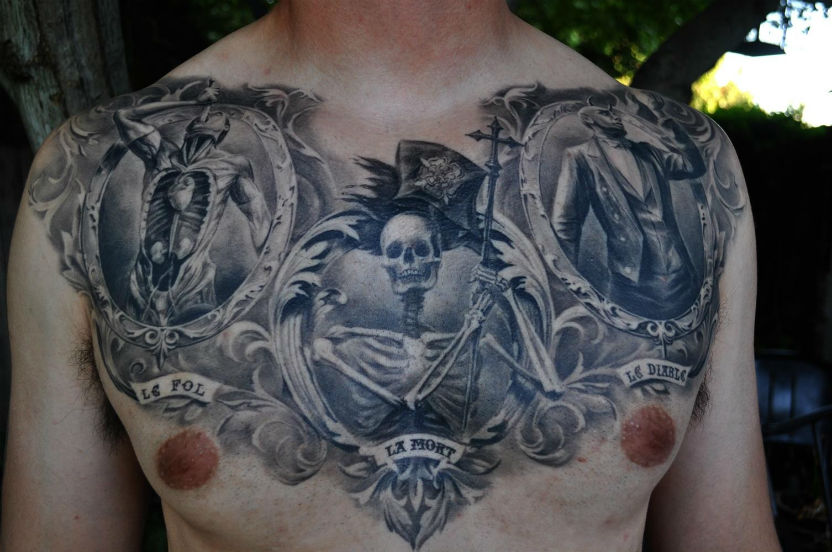 Black And Grey Chest Tattoo All Things Tattoo
