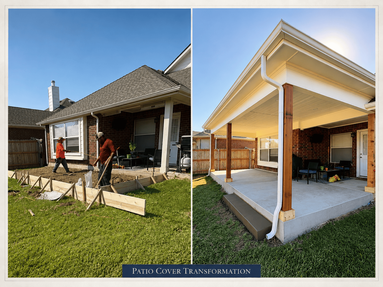 Patio cover before and after transformation