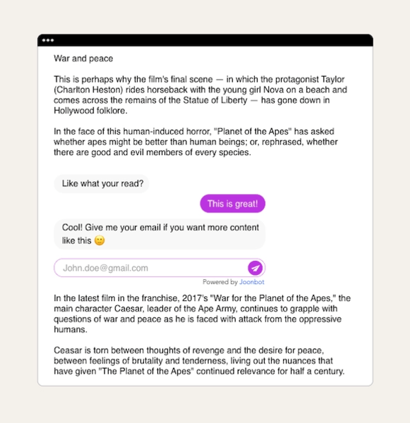 Add conversation as piece of your web content with our iframe.