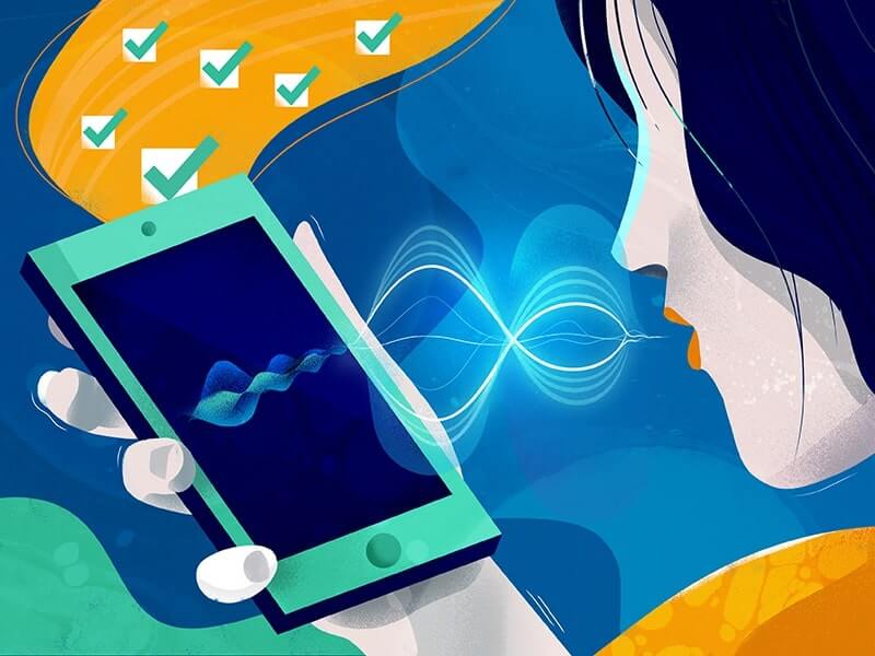 User giving voice input to a conversational Interface